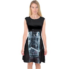 Glass Water Liquid Background Capsleeve Midi Dress