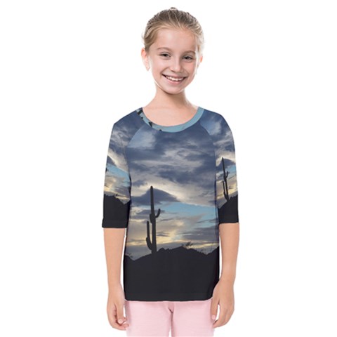 Cactus Sunset Kids  Quarter Sleeve Raglan Tee by JellyMooseBear