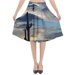 Cactus Sunset Flared Midi Skirt by JellyMooseBear