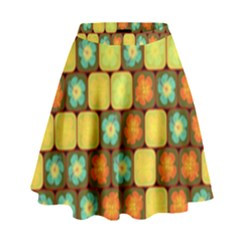 Random Hibiscus Pattern High Waist Skirt by linceazul