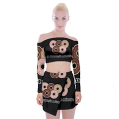 Five Donuts In One Minute  Off Shoulder Top With Skirt Set by Valentinaart