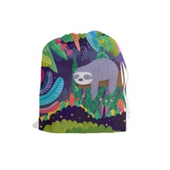 Sloth In Nature Drawstring Pouches (large)  by Mjdaluz