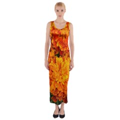 Kellytvgear Orange Flower Fitted Maxi Dress by Kellytvgear