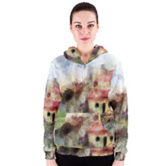 Old Spanish Village Women s Zipper Hoodie by digitaldivadesigns