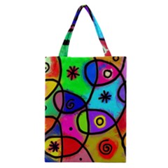 Digitally Painted Colourful Abstract Whimsical Shape Pattern Classic Tote Bag