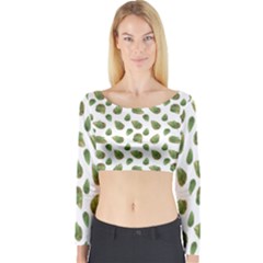 Leaves Motif Nature Pattern Long Sleeve Crop Top by dflcprintsclothing