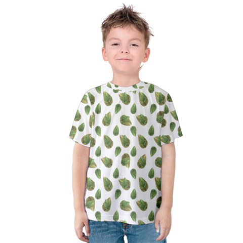 Leaves Motif Nature Pattern Kids  Cotton Tee by dflcprintsclothing