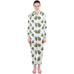 Leaves Motif Nature Pattern Hooded Jumpsuit (ladies)  by dflcprintsclothing