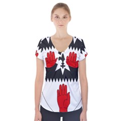 County Tyrone Coat Of Arms  Short Sleeve Front Detail Top by abbeyz71