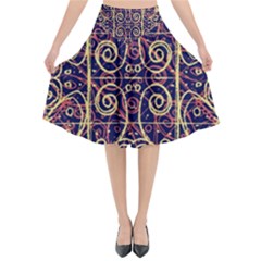 Tribal Ornate Pattern Flared Midi Skirt by dflcprintsclothing