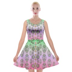 Summer Bloom In Festive Mood Velvet Skater Dress by pepitasart