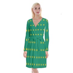 32 Stars Fenian Flag Long Sleeve Velvet Front Wrap Dress by abbeyz71