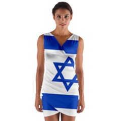 Flag Of Israel Wrap Front Bodycon Dress