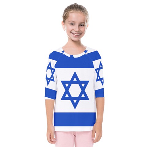 Flag Of Israel Kids  Quarter Sleeve Raglan Tee by abbeyz71