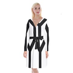 Forked Cross Long Sleeve Velvet Front Wrap Dress by abbeyz71