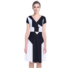 Forked Cross Short Sleeve Front Wrap Dress by abbeyz71