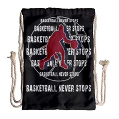 Basketball Never Stops Drawstring Bag (large) by Valentinaart