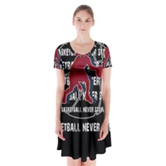 Basketball Never Stops Short Sleeve V-neck Flare Dress by Valentinaart