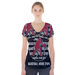 Basketball Never Stops Short Sleeve Front Detail Top by Valentinaart