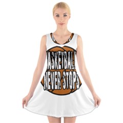 Basketball Never Stops V-neck Sleeveless Skater Dress by Valentinaart