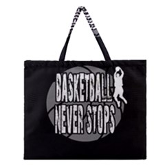 Basketball Never Stops Zipper Large Tote Bag