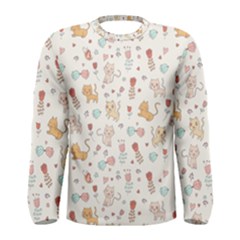 Kittens And Birds And Floral  Patterns Men s Long Sleeve Tee by TastefulDesigns