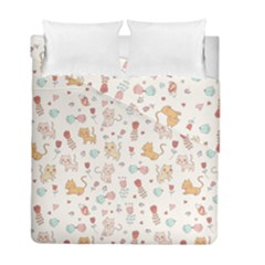 Kittens And Birds And Floral  Patterns Duvet Cover Double Side (full/ Double Size) by TastefulDesigns