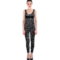 Linear Abstract Black And White Onepiece Catsuit by dflcprintsclothing