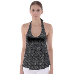 Linear Abstract Black And White Babydoll Tankini Top by dflcprintsclothing
