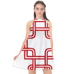 Macedonian Cross Halter Neckline Chiffon Dress  by abbeyz71