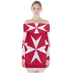 Civil Ensign Of Malta Long Sleeve Off Shoulder Dress by abbeyz71