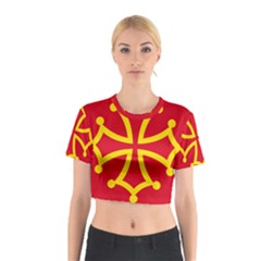 Flag Of Occitania Cotton Crop Top by abbeyz71