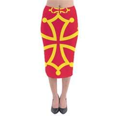Flag Of Occitaniah Velvet Midi Pencil Skirt by abbeyz71
