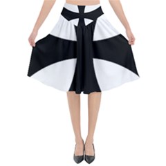 Cross Patty  Flared Midi Skirt