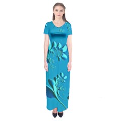 Amazing Floral Fractal A Short Sleeve Maxi Dress by Fractalworld