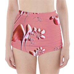 Amazing Floral Fractal B High-waisted Bikini Bottoms by Fractalworld