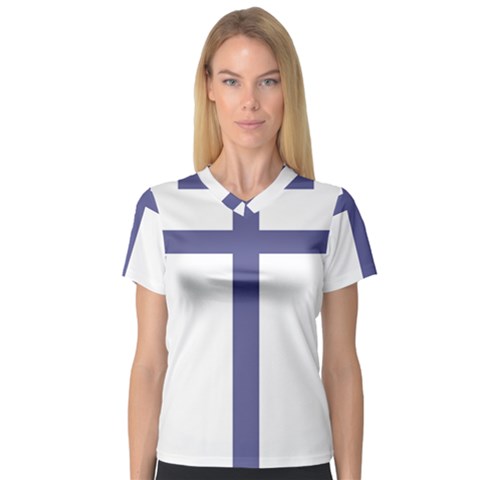 Patriarchal Cross  Women s V-neck Sport Mesh Tee by abbeyz71