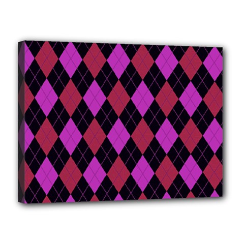 Plaid Pattern Canvas 16  X 12  by Valentinaart