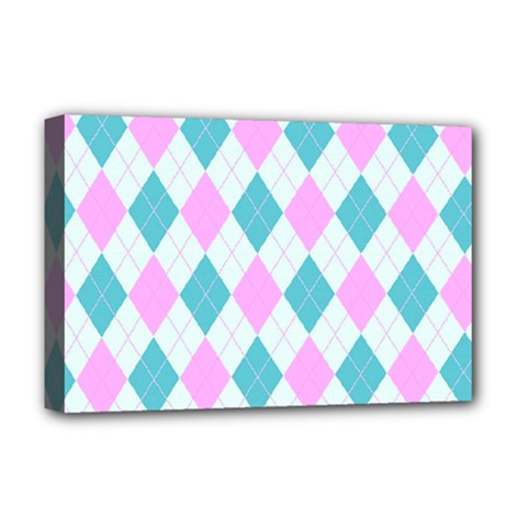 Plaid Pattern Deluxe Canvas 18  X 12   by Valentinaart