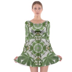 Marijuana Leaf Pattern Long Sleeve Skater Dress by getstonedinstyle