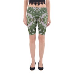 Marijuana Leaf Pattern Yoga Cropped Leggings by getstonedinstyle