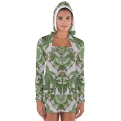 Marijuana Leaf Pattern Women s Long Sleeve Hooded T-shirt by getstonedinstyle