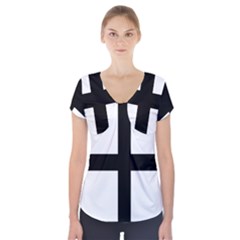 Cross Potent Short Sleeve Front Detail Top by abbeyz71