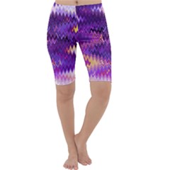 Purple And Yellow Zig Zag Cropped Leggings 