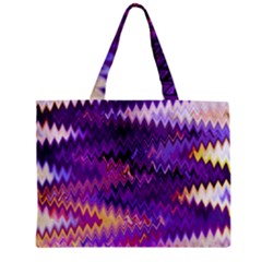 Purple And Yellow Zig Zag Zipper Mini Tote Bag