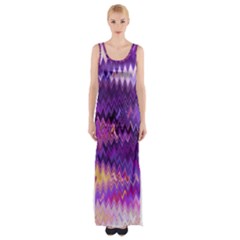 Purple And Yellow Zig Zag Maxi Thigh Split Dress