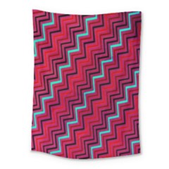 Red Turquoise Black Zig Zag Background Medium Tapestry