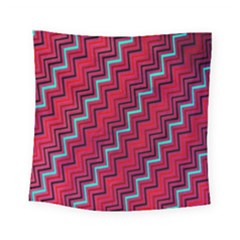 Red Turquoise Black Zig Zag Background Square Tapestry (Small)