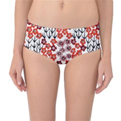Simple Japanese Patterns Mid-Waist Bikini Bottoms