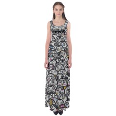 Alien Crowd Pattern Empire Waist Maxi Dress